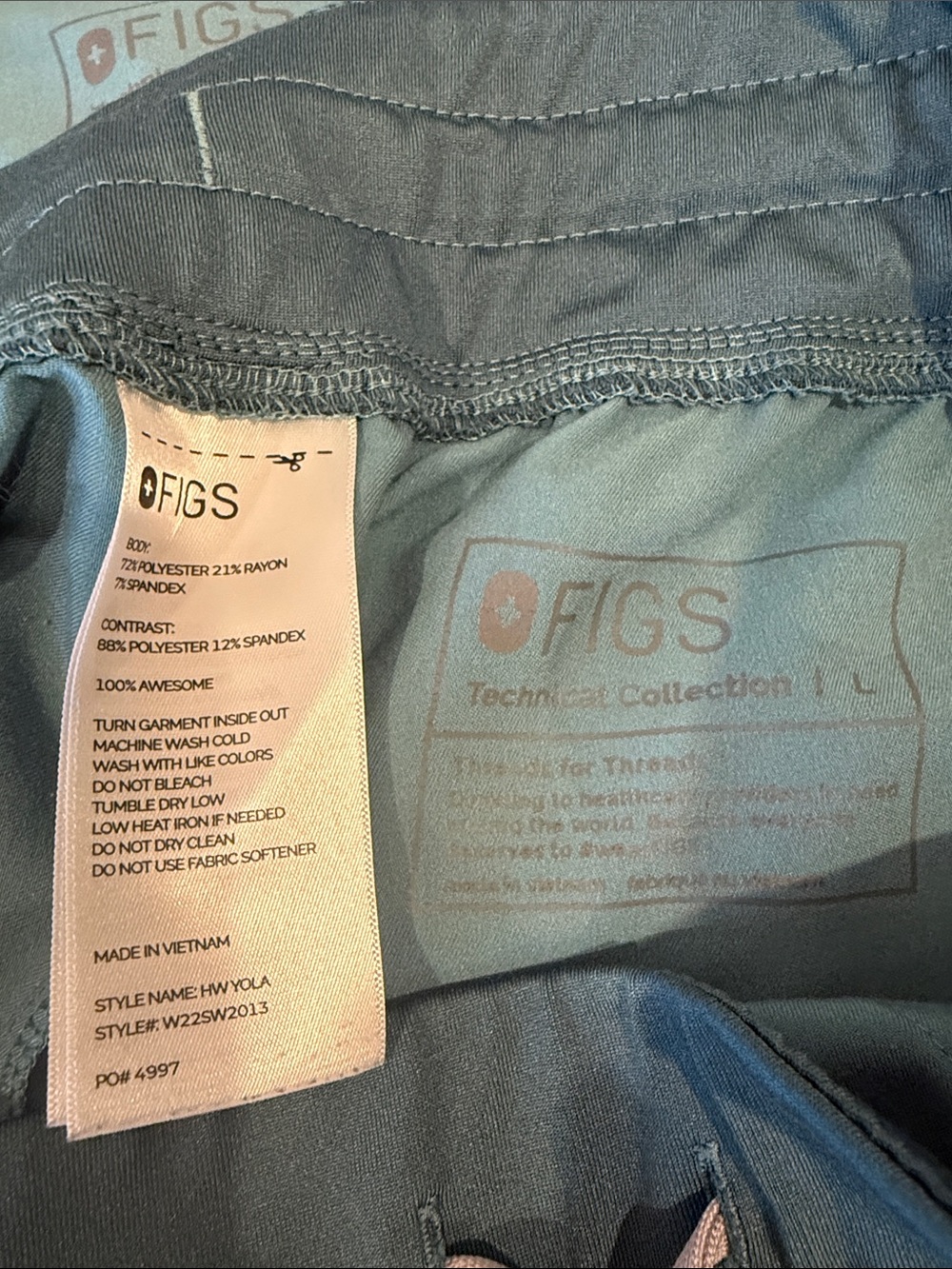 FIGS high waisted yola green large scrubs HYDROGREEN - Picture 2 of 2